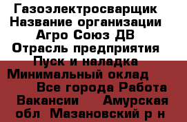 Газоэлектросварщик › Название организации ­ Агро-Союз ДВ › Отрасль предприятия ­ Пуск и наладка › Минимальный оклад ­ 55 000 - Все города Работа » Вакансии   . Амурская обл.,Мазановский р-н